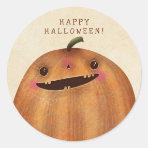 Sticker Rond Citrouilles heureux - Joli Halloween