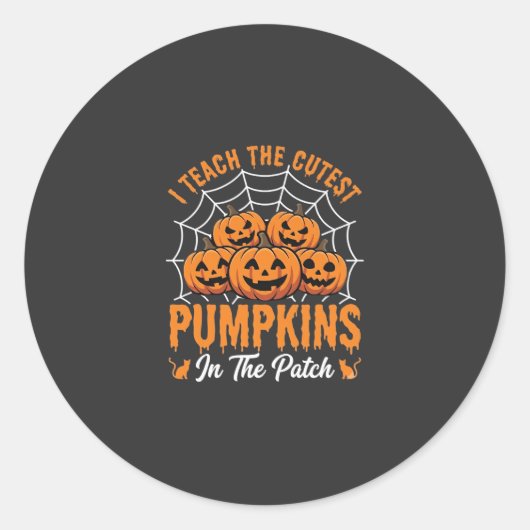 Sticker Rond Citrouilles les Plus Mignonnes du Patch Professeur (Devant)