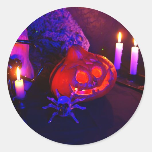 Sticker Rond Citrouilles néon (Devant)