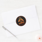 Sticker Rond citrouilles orange éffrayants & chauves-souris Nom (Enveloppe)