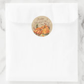 Sticker Rond Citrouilles rustiques de Thanksgiving (Sac)