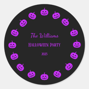 Sticker Rond Citrouilles violets de la fête d'Halloween