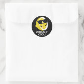 Sticker Rond Citrus amusant Cool Citrus Pun Dark BG (Sac)