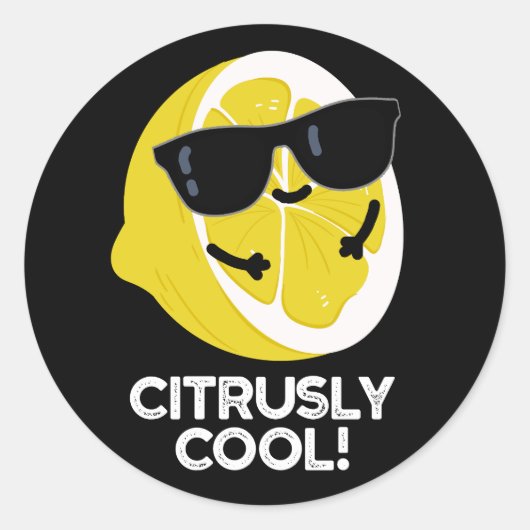 Sticker Rond Citrus amusant Cool Citrus Pun Dark BG (Devant)