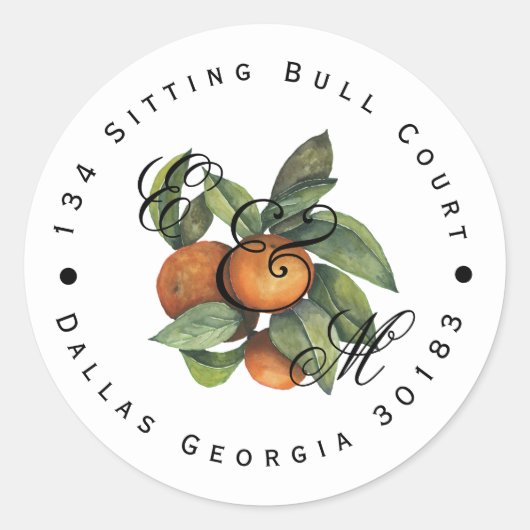 Sticker Rond Citrus Botanique Orange Verdure (Devant)