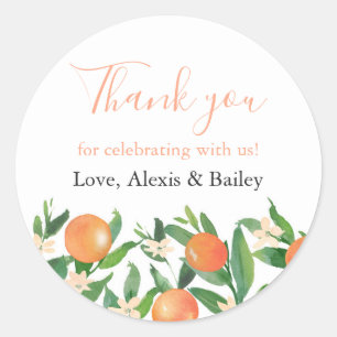 Sticker Rond Citrus Charcoal Wedding Favoriser le Merci