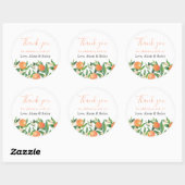 Sticker Rond Citrus Charcoal Wedding Favoriser le Merci (Feuille)