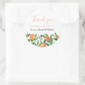 Sticker Rond Citrus Charcoal Wedding Favoriser le Merci (Sac)