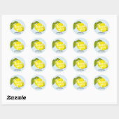 Sticker Rond Citrus citron 1er anniversaire Merci bleu (Feuille)