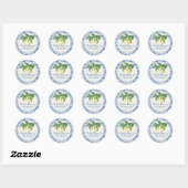Sticker Rond Citrus citron avec feuille Feuillage Bleu n Motif  (Feuille)