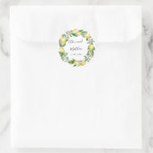 Sticker Rond Citrus citron et monogramme mariage feuille (Sac)