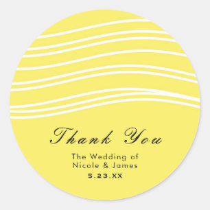 Sticker Rond Citrus Citron jaune et blanc Vague moderne Mariage