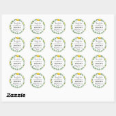 Sticker Rond Citrus Citron thème Baby shower Merci Favoriser (Feuille)