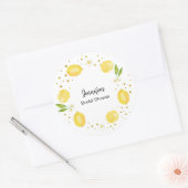 Sticker Rond Citrus de citron et or (Enveloppe)