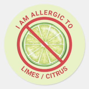 Sticker Rond Citrus de citron vert Conscience de l'allergie ali