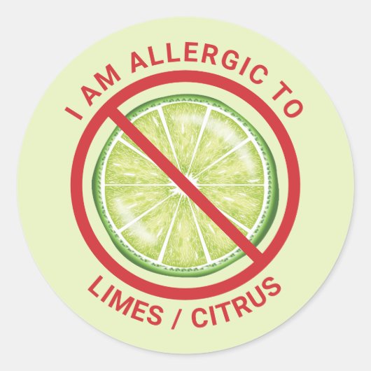 Sticker Rond Citrus de citron vert Conscience de l'allergie ali (Devant)