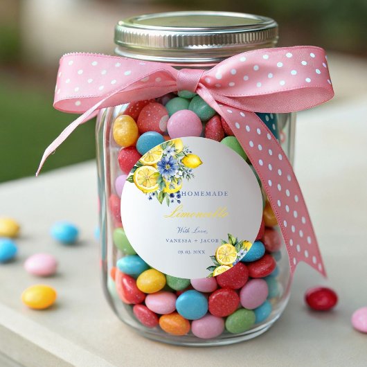 Sticker Rond Citrus fait maison Limoncello Citron Mariage faveu