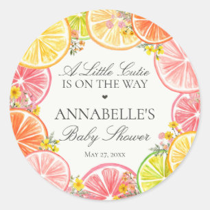 Sticker Rond Citrus Floral Petite Cutie Baby shower Faveurs