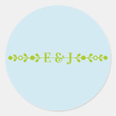 Sticker Rond Citrus Green & Coastal Blue Wedding (Devant)