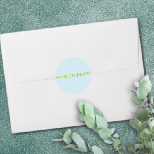 Sticker Rond Citrus Green & Coastal Blue Wedding