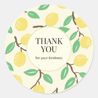 Sticker Rond Citrus jaune Merci