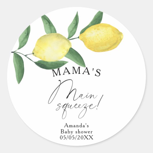 Sticker Rond Citrus Lemon - Le baby shower principal de Mama (Devant)
