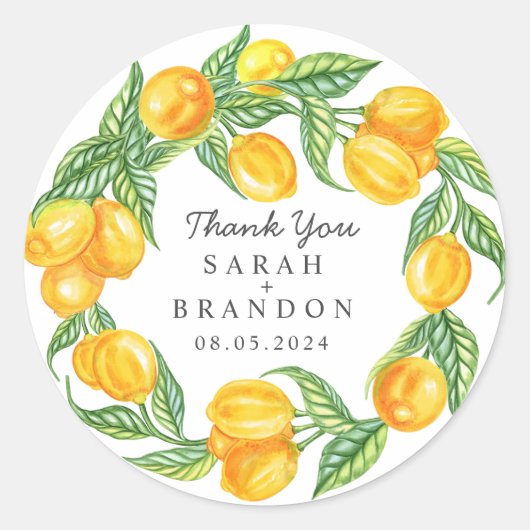 Sticker Rond Citrus Lemon Mariage d'été (Devant)