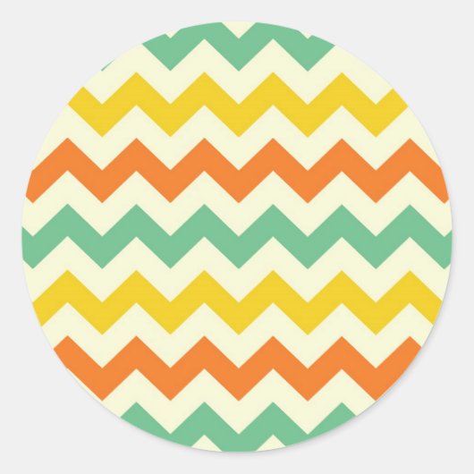 Sticker Rond Citrus Lime Vert Orange Jaune Chevron Zigzags (Devant)