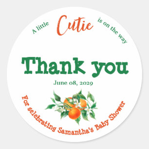 Sticker Rond Citrus Little Cutie Blossom Orange Baby shower