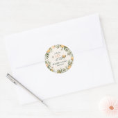 Sticker Rond Citrus, orange + fleur petit baby shower (Enveloppe)