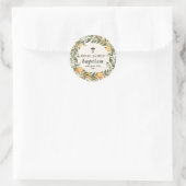 Sticker Rond Citrus, orange + fleurs baptême baptême baptême ba (Sac)