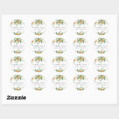 Sticker Rond Citrus Orange Floral Verdure Merci douche (Feuille)