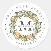 Sticker Rond Citrus Orchard | Boho Botanical Return Adresse (Devant)