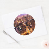 Sticker Rond Cityscape à Chicago la nuit (Enveloppe)