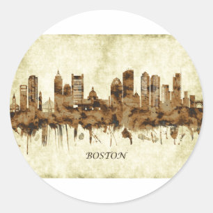 Sticker Rond Cityscape de Boston Massachusetts