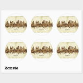Sticker Rond Cityscape de Boston Massachusetts (Feuille)