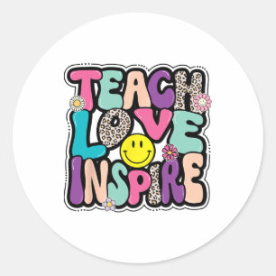 Sticker Rond Ck To School Enseigner L'Amour Inspirer Les Enseig