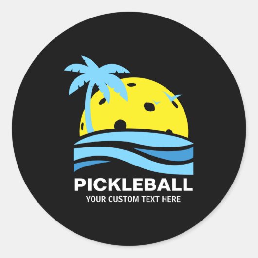 Sticker Rond Ckleball Trocal Palm Tree Sun Your Text (Devant)