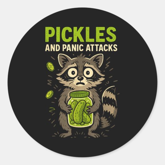 Sticker Rond Ckles And Panic Attacks Raccoon Trash Panda Funny  (Devant)