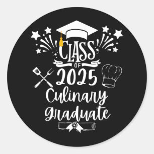 Sticker Rond Cl De 2025 Diplômé Culinaire Chef Graduat