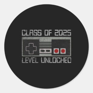 Sticker Rond Cl de 2025 Niveau Débloqué Retour à l'école Gamer