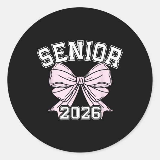Sticker Rond Cl De 2026 Senior Coquette Bow Aesthétique (Devant)