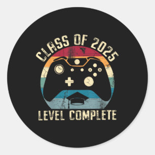 Sticker Rond Cl De Niveau 2025 Gamer Vidéo Complet Gradu Senior