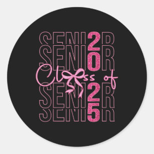 Sticker Rond Cl Of 2025 Coquette Graduation Senior 2025 Retour