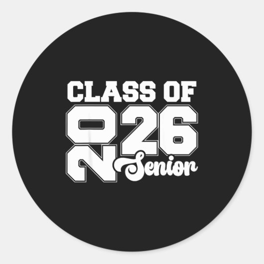 Sticker Rond Cl Of 2026 Senior Graduation Day School Events, Se (Devant)