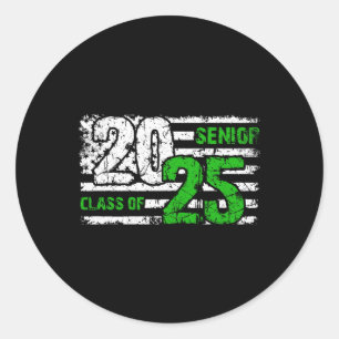 Sticker Rond Cl Senior De 2025 Distressed Drapeau Graduation 20