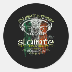 Sticker Rond Claddagh celtique Slainte Nge Drapeau irlandais St