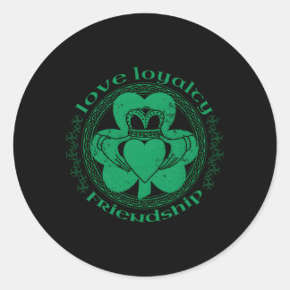 Sticker Rond Claddagh Jour de la Saint Patrick Shamrock irlanda