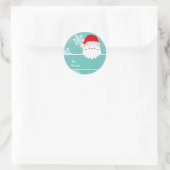 Sticker Rond Clair Turquoise Bleu Père Noël Cat Christmas Cadea (Sac)
