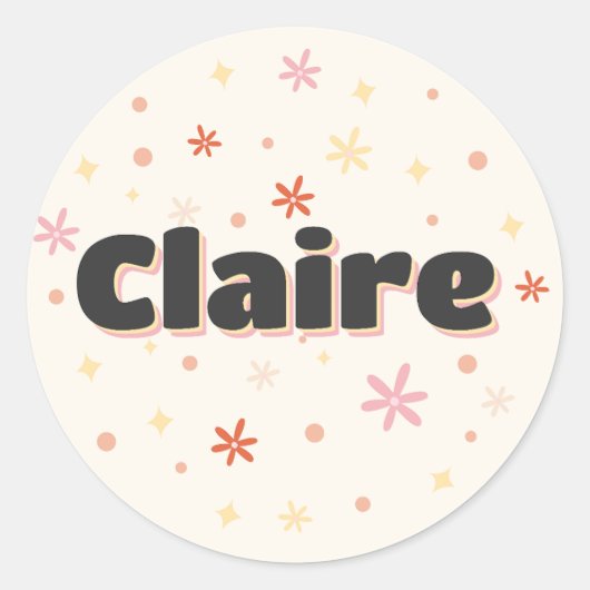 Sticker Rond Claire nom mignon design (Devant)